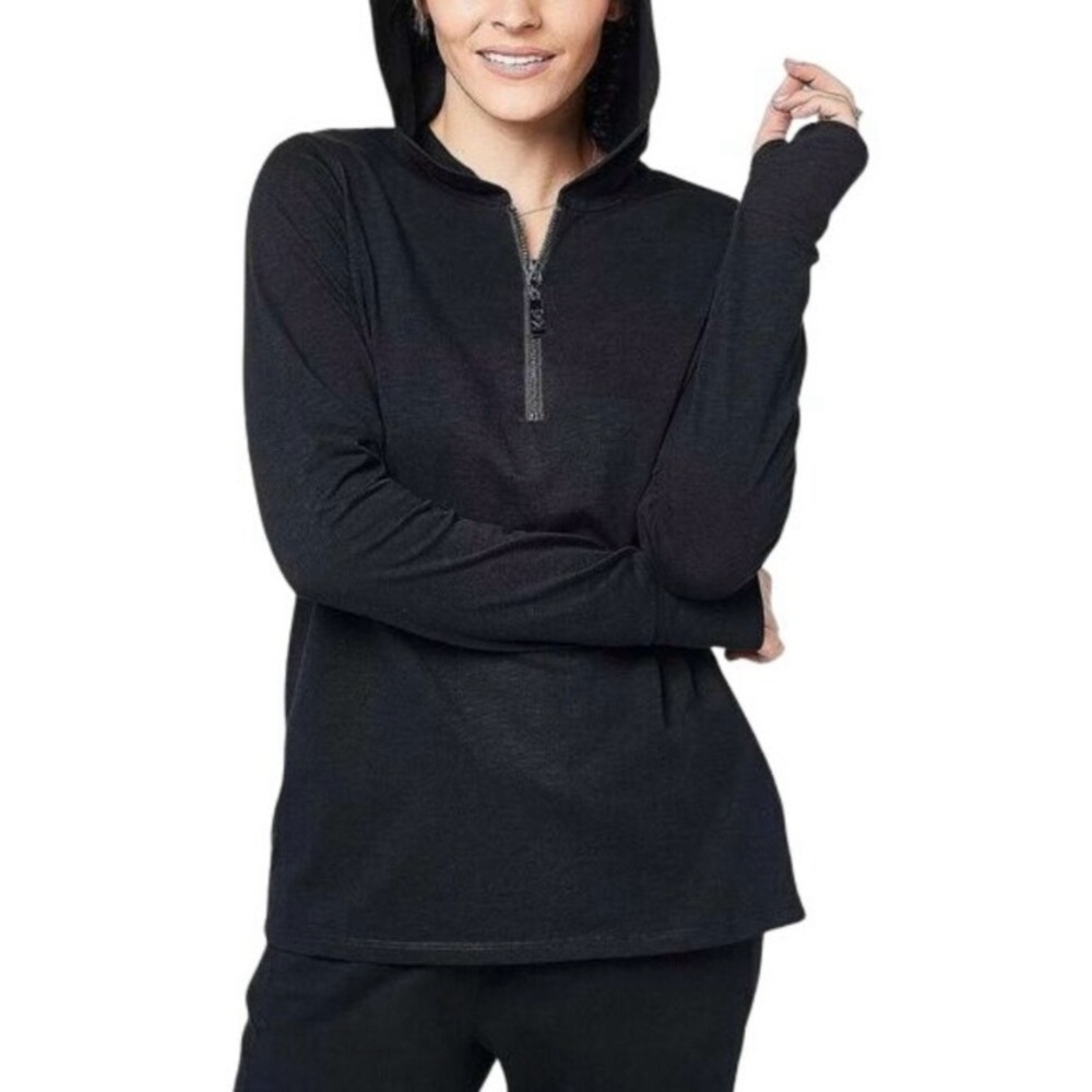 Belle by Kim Gravel Slub Knit Signature Zip Hoodie Sweatshirt
Black